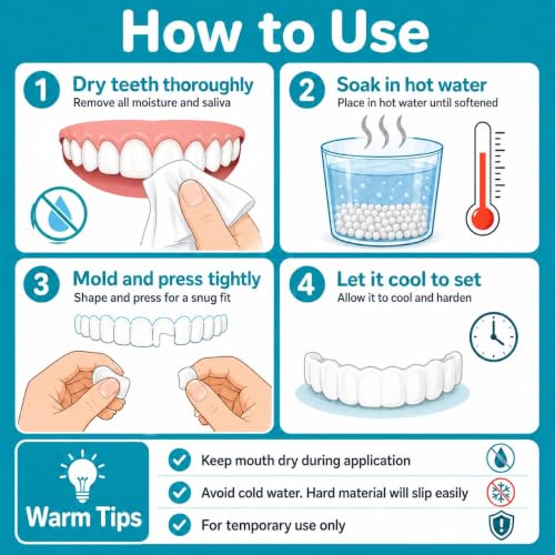 Sukh 10.9oz Moldable False Teeth Beads - Tooth Repair Kit,Repair Thermoplastic Beads,Plastic Pellets for DIY Tooth Filling,Halloween Vampire Teeth Fangs Ideal for Chipped, Cracked