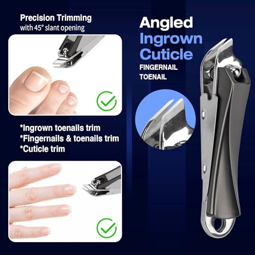 Ingrown Toenail Clippers for Thick Nails (2-Pack) - Professional Grade Stainless Steel Nail Clipper Kit with Anti-Splash Design - Effective Ingrown Nail Removal for Men & Women