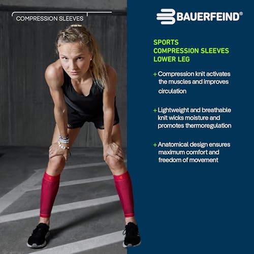 Bauerfeind Sports Compression Lower Leg Calf Sleeves (1 Pair) - Improved Circulation, Airknit Fabric Breathable, Washable Small/X-Long Rivera