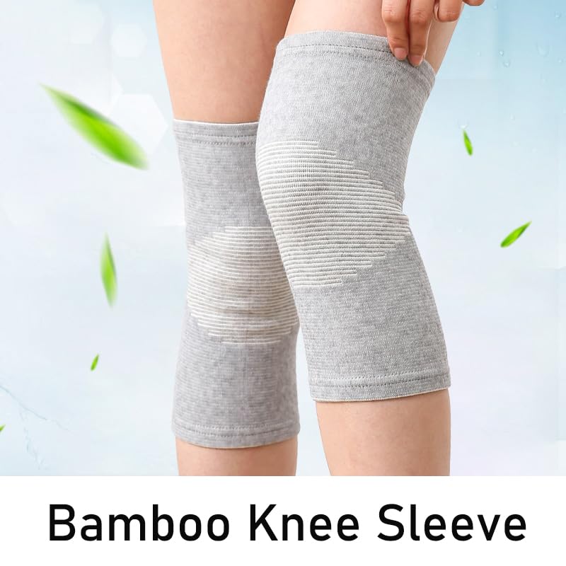 1 Pairs Bamboo Charcoal Knee Sleeve - Bamboo Knee Brace Bamboo Compression Knee Sleeve -Elastic Warm Knee Brace Bmboo Knee Sleeve for Arthritis (Gray, X-Large) Gray - BeesActive Australia