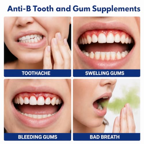 Anti-B Tooth and Gum Supplements, Made with Natural Ingredients, Bee Propolis, Neem Oil & Echinacea, Helps Soothe Sensitive Gums & Support Oral Health, 90 Capsules