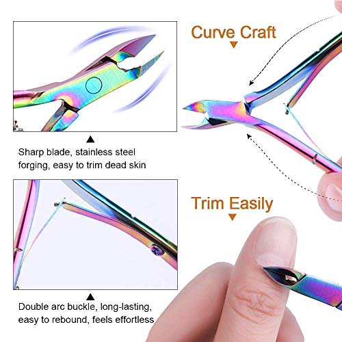 Cuticle Trimmer with Cuticle Pusher - 4 Pack Nail Clippers Manicure Set