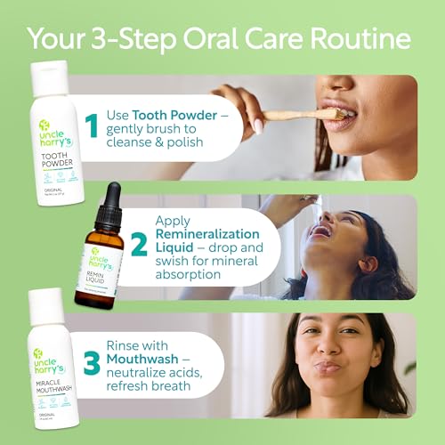 Uncle Harry's Natural Remineralization Kit for Tooth Enamel & Mineral - 3 Products Strengthen Weak Enamel & Correct Oral Care Issues (1 kit)