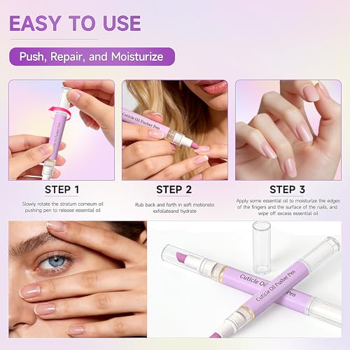 2 Pcs 2-in-1 Ceramic Cuticle Pen- 2026 New Cuticle Oil Pusher Pen Purple