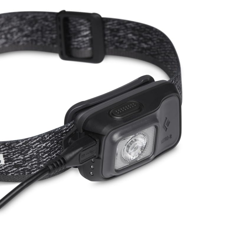 BLACK DIAMOND Astro 300-R Rechargeable LED Headlamp, Dimmable IPX4 Rainproof Headlamp for Camping, Hiking, Running, Work, Travel, Graphite