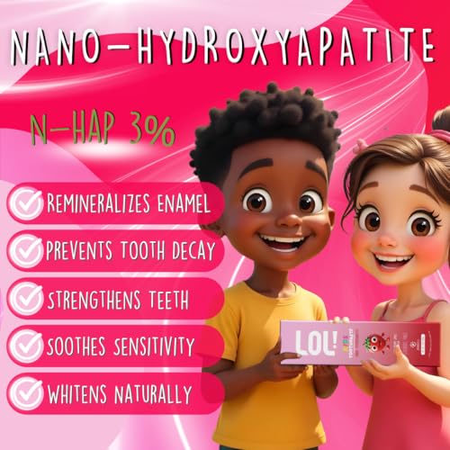 LOL Kids Toothpaste 3-Flavor Pack | Nano Hydroxyapatite Toothpaste, Probiotics, Vitamins A, C, E | Safe if Swallowed, No SLS | 1 Peppermint, 1 Strawberry & 1 Cinnamon