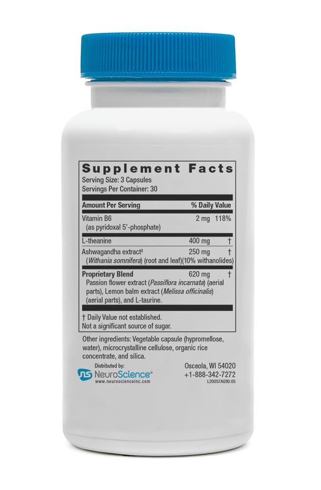 Neuroscience Alpha GABA Supplements & Mood Support Capsules, 90 Ct | Supports Healthy Calming Brain Waves & Balanced Anxiousness During Day or Night, GABA, L-Theanine, Ashwagandha & Lemon Balm 90 Count (Pack of 1)