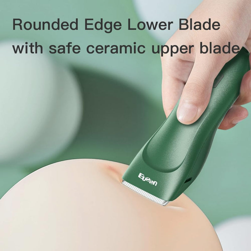 Baby Hair Clippers for Beginners - 13 Pieces Professional Baby Hair Cutting Kit, Silent Hair Clippers Autism with IPX7 Waterproof, Safe Ceramic Blades and LCD Display for Babies & Children & Adults Emerald - BeesActive Australia
