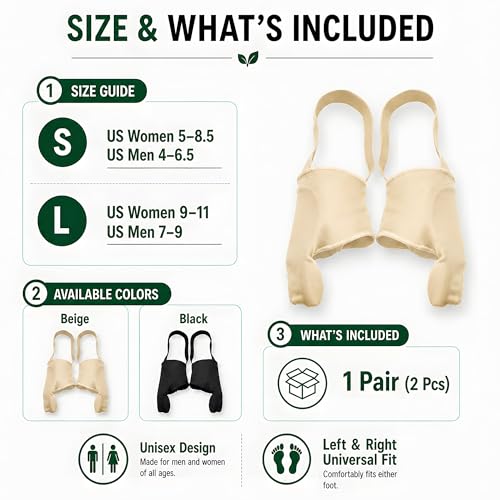 Bunion Corrector Sleeve for Women & Men, 1 Pair Beige Small