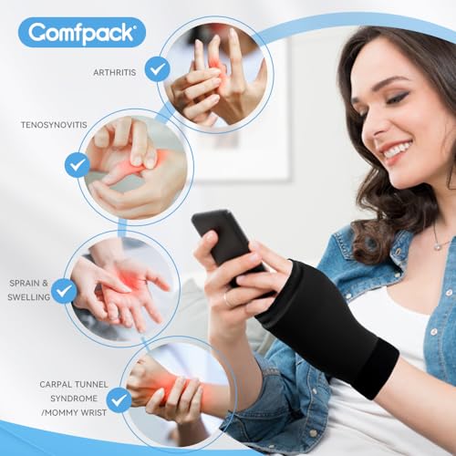 Comfpack Wrist Ice Pack wrap for Carpal Tunnel Relief & Hand Ice Pack Glove for Arthritis, 2PCS Wrist Ice Pack Wrap for Carpal Tunnel