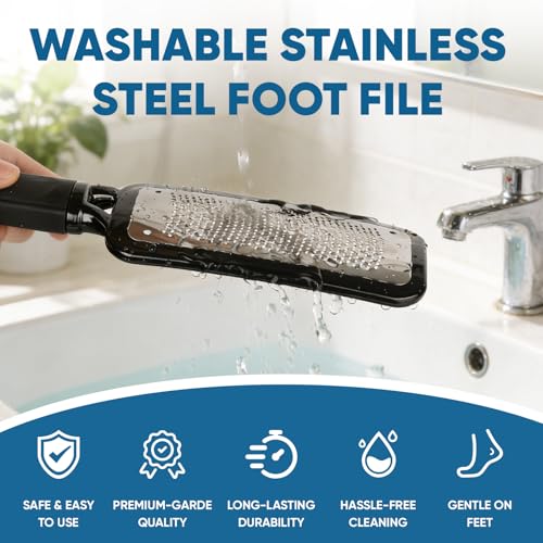 TEAWOO 3 Pack Foot Files Callus Remover, Stainless Steel Foot Rasp and Foot Scrubber, Professional Pedicure Tools for Dead Skin, Hard Skin and Calluses Removal 3p