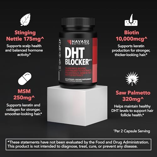 DHT Blocker for Men with Biotin 10000mcg Per Serving, 30 Servings