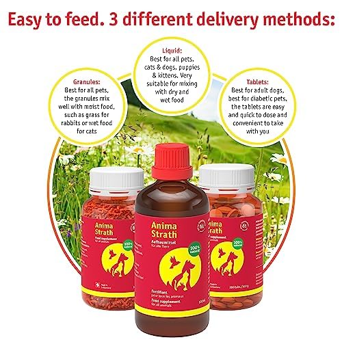 Anima-Strath Granules - Natural Food Supplement for Dogs & Cats | Immune System & Digestive Care, 61 Nutrients, Vitamins, Minerals, Amino Acids & Prebiotic Qualities | BARF Food Topper (Granules 100g) Granules 100g