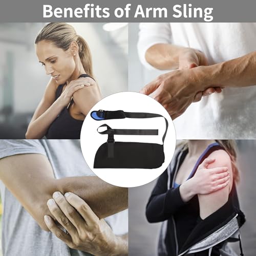 Adults Arm Sling Lightweight Breathable Adjustable Shoulder Strap Elbow Immobilizer Left Right Forearm Support Brace for Women Men Torn Rotator Cuff Wrist Injury Broken Fractured Arm Surgery Recovery Black, Mesh