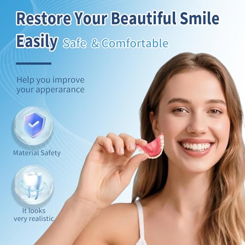 DIY Denture Kit - Top & Bottom Fake Teeth with Comfort Fit for Everyday Use, Natural-Looking Emergency Replacement Solution