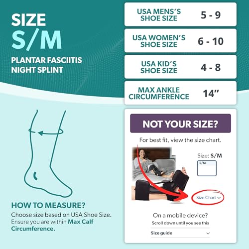 BraceAbility Plantar Fasciitis Night Splint - Dorsal Plantar Fascia Night Splint, Achilles Tendonitis Foot Brace for Plantar Fasciitis Relief, Heel Pain Sleeping Boot - Fits Men and Women (S/M) S/M
