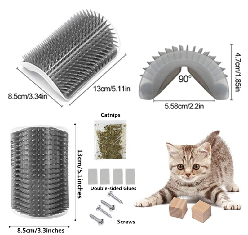 6 Pack Cat Self Groomer with Catnip Pouch Wall Corner Groomers Cat Face Scratcher Pet Grooming Brush Massage Combs for Cats Fur Pets Dog Kitten Puppy(Black & Gray) 3 Grey+3 Black - PawsPlanet Australia