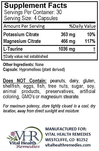 VHR Charley Horses Complete Muscle and Nerve Support Preservative-Free Formula with Potassium, Magnesium and L-Taurine. 120 Vegetarian Capsules. - BeesActive Australia