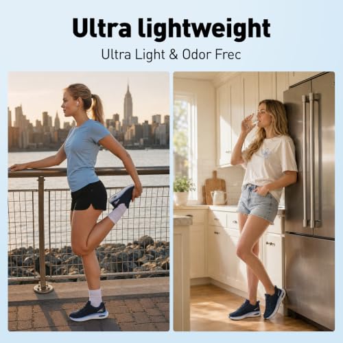 Womens Wide Orthopedic Walking Shoes with Cushioned Arch Support Lace-Up Running Sneakers 8.5 Wide Navy