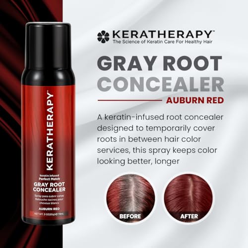 Keratherapy Keratin Infused Perfect Match Gray Root Concealer Spray, Auburn Red, 3 oz, 118 ml - Root Cover Up Spray to Hide Gray Roots - Keratin Therapy Hair Darkening & Temporary Scalp Concealer 3 Ounce (Pack of 1)
