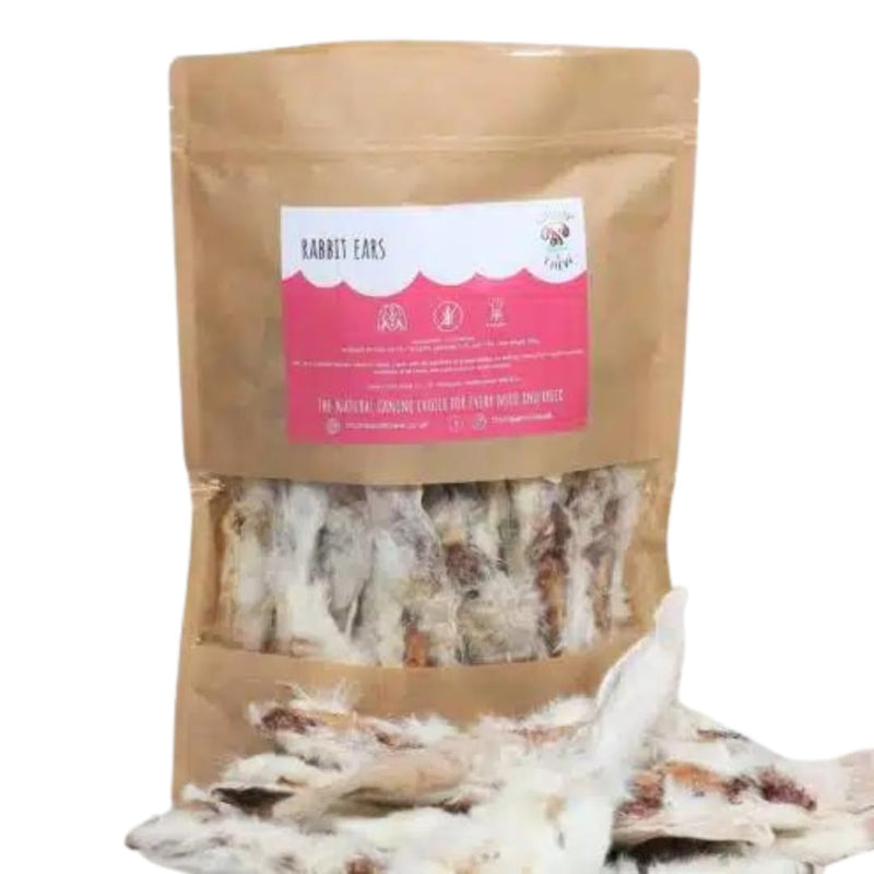Rabbit Ears for Dogs with Fur | Natural Air Dried Dog Chews | 100% Rabbit Single Protein Treat | Grain Free | High Protein | Long Lasting Chew by Chomp & Chew 15 g (Pack of 20)