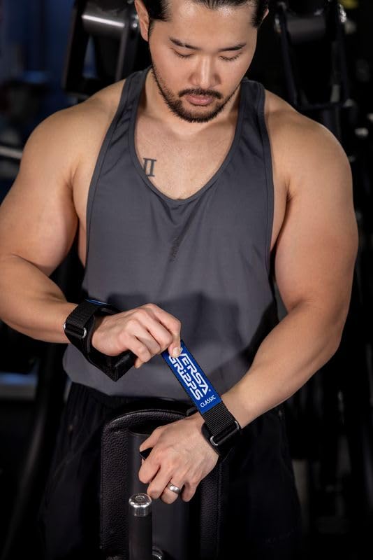 Versa Gripps® Classic, Made in The USA, Wrist Straps for Weightlifting Alternative, The Best Training Accessory Blue Label Med/Large: 7-1/8 to 8 inch wrist - BeesActive Australia