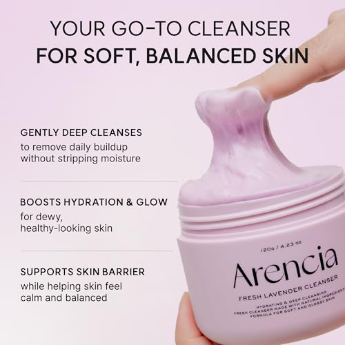 ARENCIA Fresh Lavender Rice Mochi Face Cleanser, Pore Care, Daily Deep Cleansing for Clean & Refreshed Skin, 120 g (4.23 oz) 4.23 Ounce (Pack of 1)