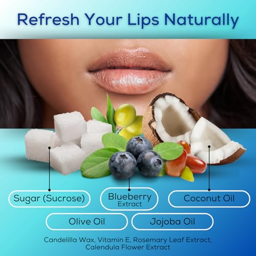 SoftBeso by AlignerOff Sugar Lip Scrub – Blueberry Lip Exfoliator & Moisturizer for Dry, Chapped Lips – Hydrating Sugar Scrub for Smooth Lips – For Men & Women – Ideal for Gifting