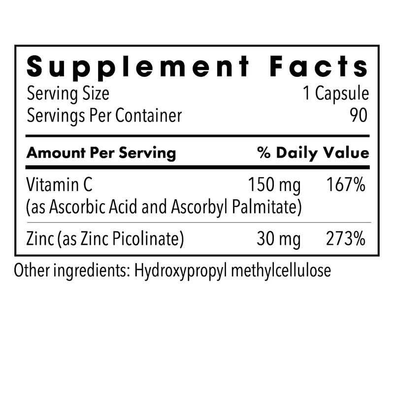 Metabolic Maintenance Zinc Picolinate 30 mg Immune, 90 Capsules | 30 mg Highly Bioavailable Zinc for Immune System Support, Superior Absorption, Vegetarian and Hypoallergenic