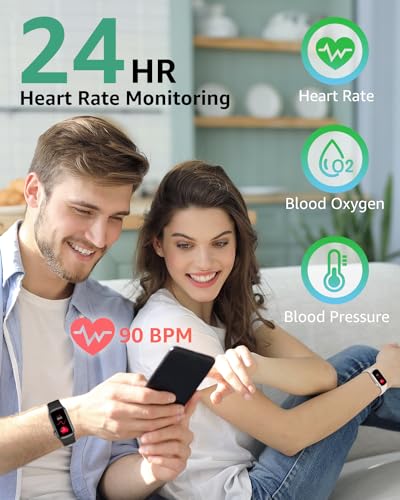 IMFRCHCS Fitness Tracker with Step Counter/Stopwatch, Activity Health Tracker with Blood Pressure Heart Rate Monitor, Sleep Tracker, 137+ Sport Modes, Pedometer Smart Watch, Gift for Women Men Beige