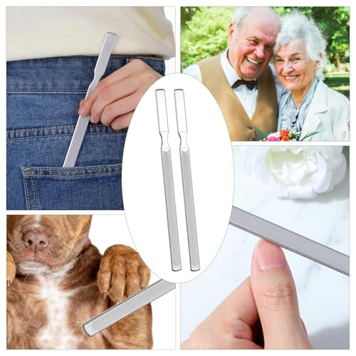 2Pcs Toenail Files for Thick Nail Files for Men Toe File for Thick Nails Metal Heavy Duty Toe Nails Filer for Women, Manicure Pedicure Tool, 7” Long, Stainless Steel, Silver