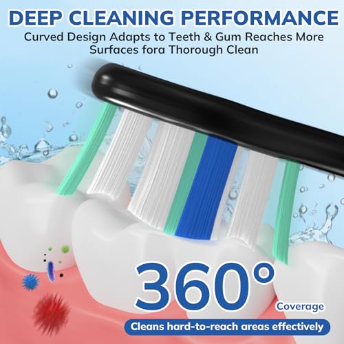 Replacement Toothbrush Heads for Philips Sonicare Replacement Heads, Electric Replacement Brush Head Compatible with Phillips Sonicare Electric Toothbrushes, 16 Pack Black&White 16p Black&white
