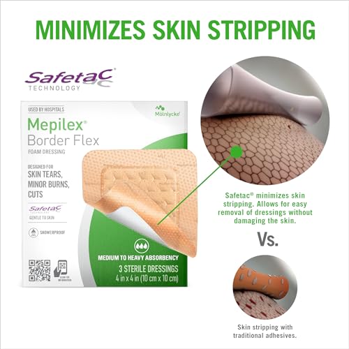 Mepilex Border Flex 4 x 4 in (10 x 10 cm) Hospital Quality Dressings