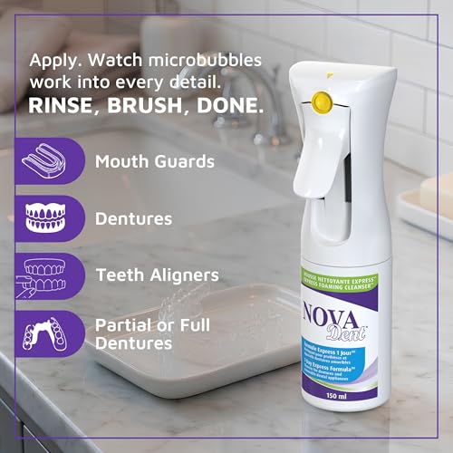 Novadent Foaming Cleanser – Dentures and Dental Appliances – 300 ml Sprayer With 2 Refills