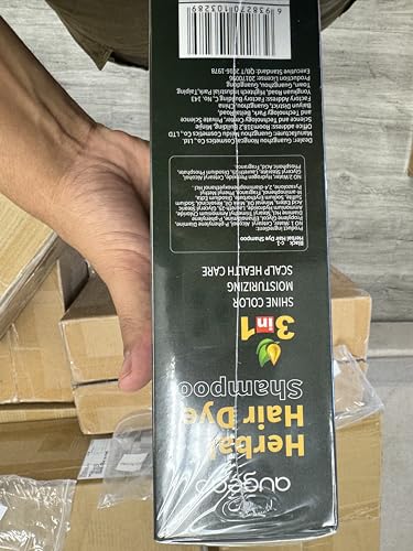 AUGEAS 500ML Black Permanent Hair Color Shampoo, 3 IN 1 Organic Herbal Fast Coloring Shampoo for Men and Women to Cover Grey/White Hair (BLACK)