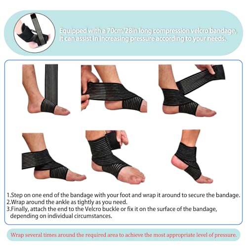 Plantar Fasciitis Night Splint with 28in Elastic Compression Strap, Adjustable Foot Brace, Built-in Aluminum Bar, Cushioned Open Heel Support for Sleeping