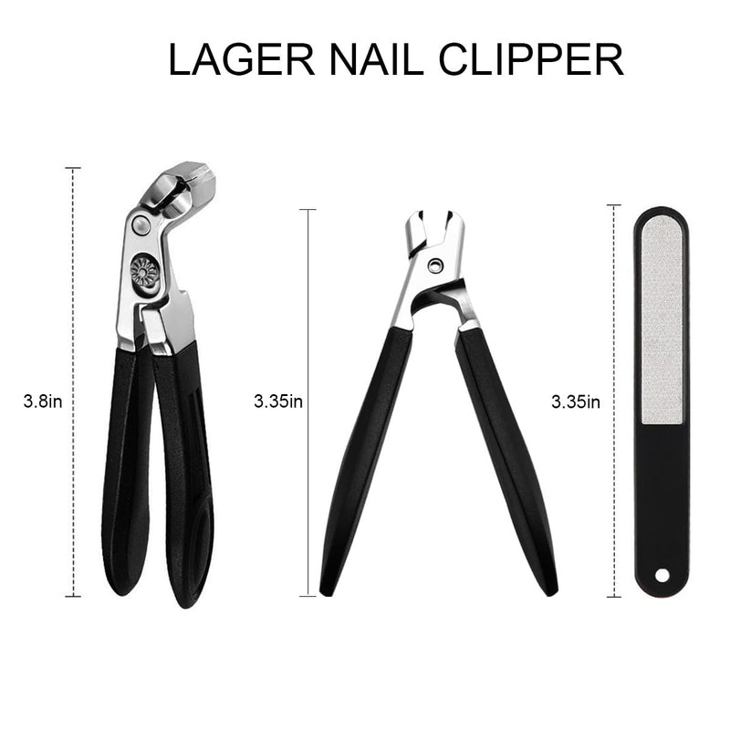 Nail Clippers for Seniors, Wide Jaw Fingernail Clippers and Angled Head Toenail Clippers for Thick Nail, Professional German Nail Clippers for Men, Women & Pregnant (Black 2) Black 2 - BeesActive Australia