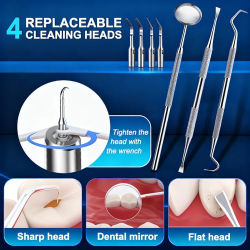 Plaque Remover for Teeth–5 Modes, LED, USB-C 4Tips Adult Teeth Cleaning Kit
