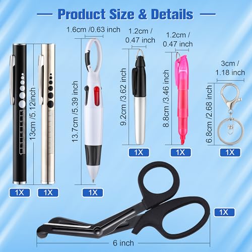 Enhon 6 Pack Nurse Tools Set for Nurse, Student, Doctor, First Aid, Black