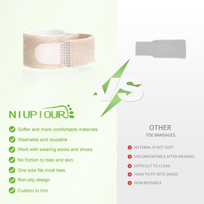 Niupiour Fabric Hammer Toe Correctors Buddy Wraps, 8 Pack of Toe Bandages Protectors for Women and Men, Hammer Toe Straightener for Overlapping, Toe Splints for Crooked, Curled, Bent and Broken, Relief Foot Pain - BeesActive Australia