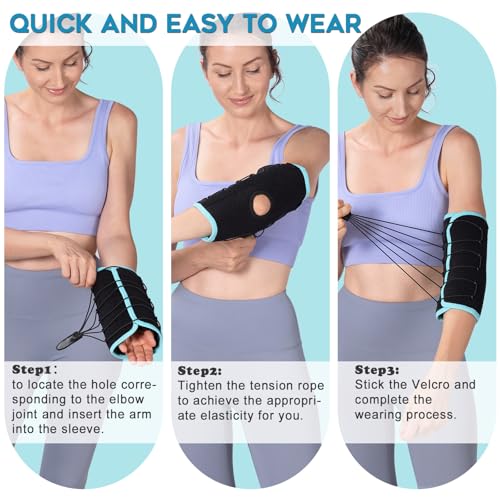 Cubital Tunnel Elbow Brace for Women Men Comfortable Night Sleep Support, Adjustable Lace Up Elbow Splints for Tendonitis ,Ulnar Nerve,Bursitis, Sprains, Strains, Sports Injury Recovery Joint, Arthritis (One size ) C016-2
