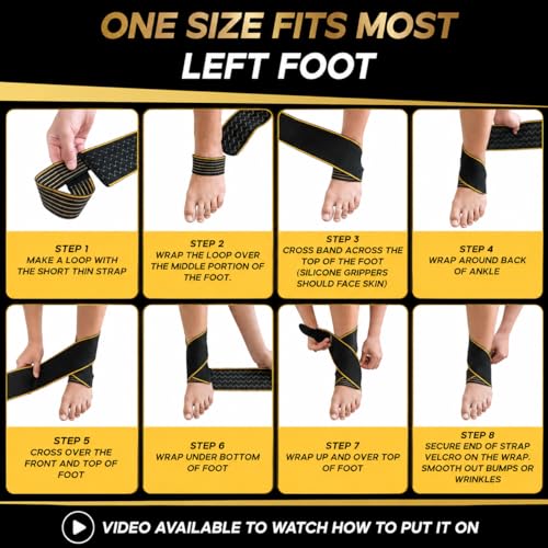 CopperJoint Adjustable Ankle Brace Wrap for Women and Men, One Size, Black