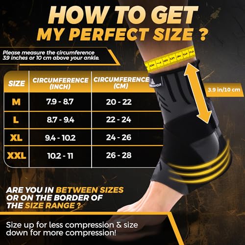 Foot Brace & Ankle Brace for Women & Men, Wrap, Ankle Compression Sleeve - Sprained Ankle Pain, Plantar Fasciitis Relief Arthritis Achilles Tendonitis - Gel Stabilizer, Adjustable Strap (Medium) Medium