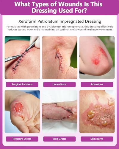 Xeroform Petrolatum Dressing 4"x4" Pack of 25, Non Stick Pads for Wounds, Non-Adherent Gauze, Fine Mesh Sterile for Wound Care, Burns, Lacerations, Skin Grafts & Surgical Incisions 4 x 4 Inch(Pack of 25)