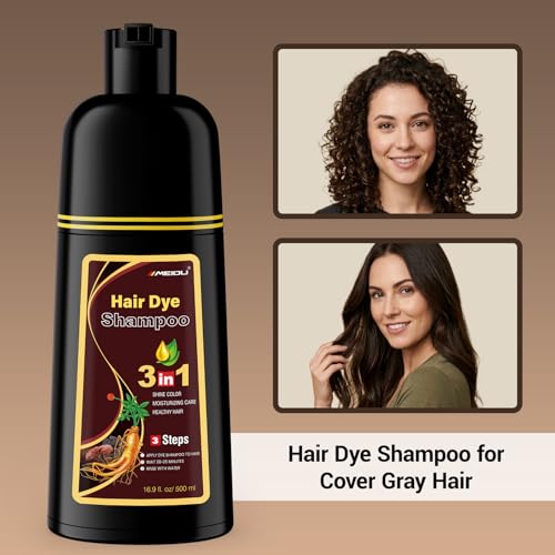 IIIMEIDU MEIDU Dark Brown Hair Dye Shampoo 3 in 1 for Women Men