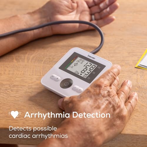 Beurer BM27 Upper Arm Blood Pressure Monitor for Home Use with Adjustable Cuff, 120 Memory Sets, Irregular Heart Rate Detection, Risk Indicator, Data Transfer to Apple Health and co. White