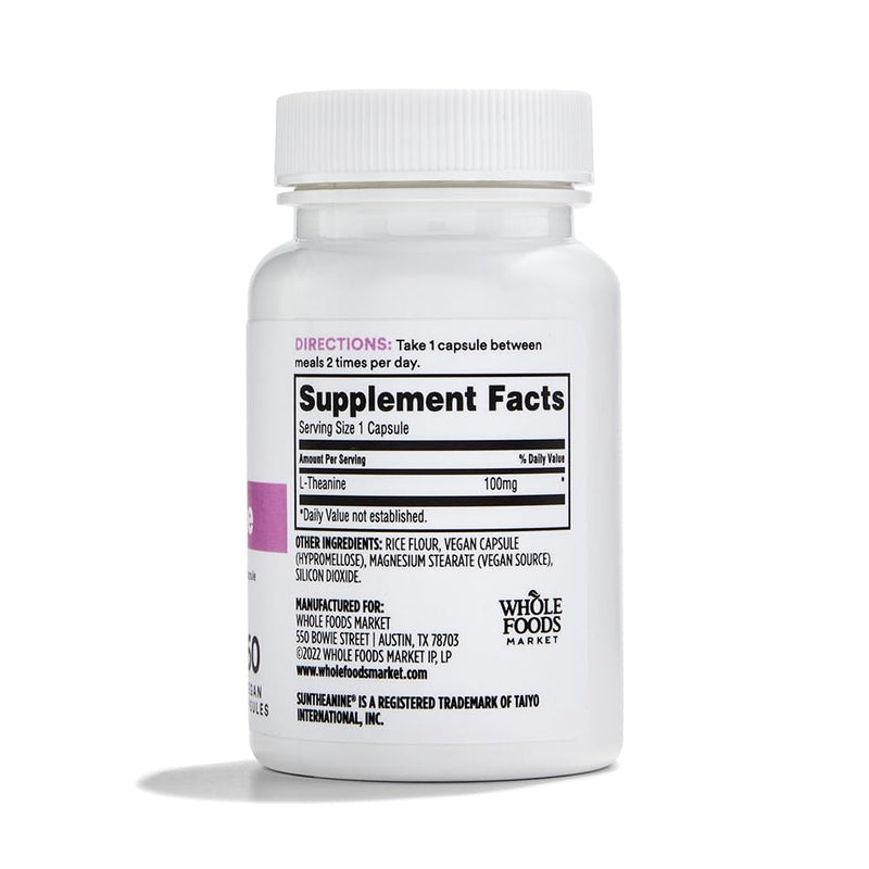 Whole Foods Market, L-Theanine 100 MCG 60 CT 60 Count (Pack of 1)