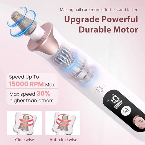 ZABOUL Electric Nail Drill, Professional Nail Filer Buffer Rechargeable Manicure Pedicure Kits for Acrylic Nails Gel Polishing Removing Manicure Salon Home Gold