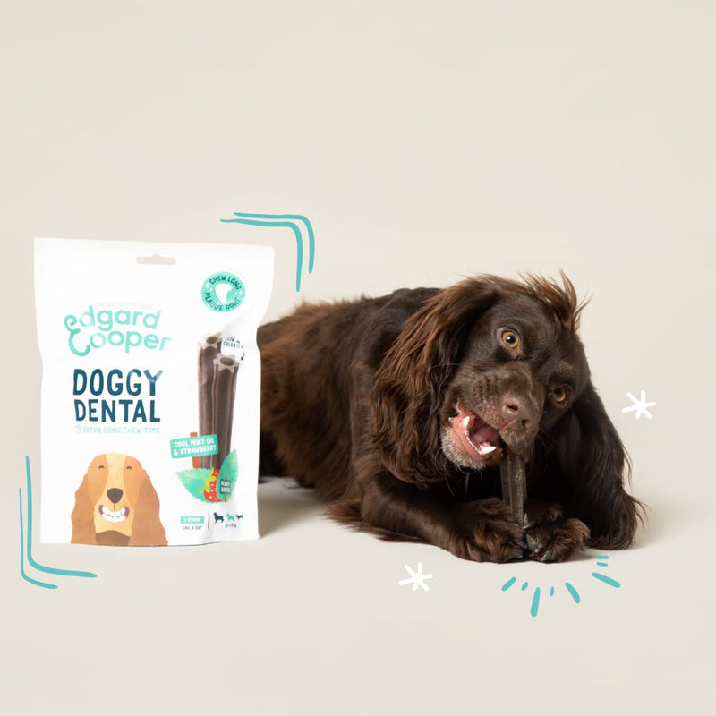 Edgard & Cooper Natural Medium Dog Dental Stick Treats 7 Chew Sticks Dental Hygiene Mint & Strawberry, One per Day, Low Calorie, Long Chewing Effectiveness, Fresh Breath Mint/Strawberry 1 count (Pack of 7)