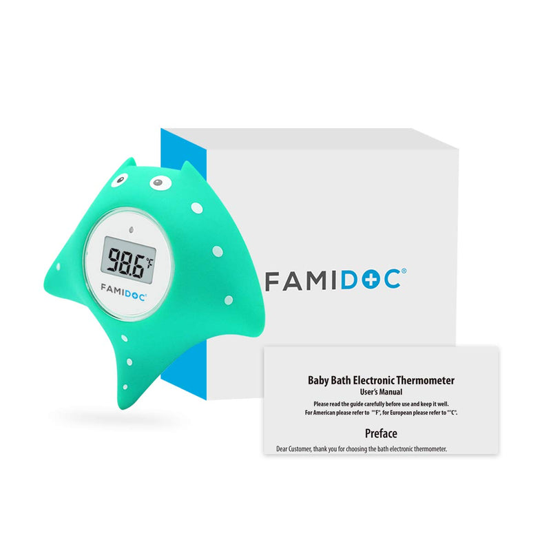 Baby Bath and Room Thermometer - Famidoc FDTH-V0-22 New Upgraded Sensor Technology for Baby Health Bath Tub Thermometer Floating Toy (Blue) Blue - BeesActive Australia
